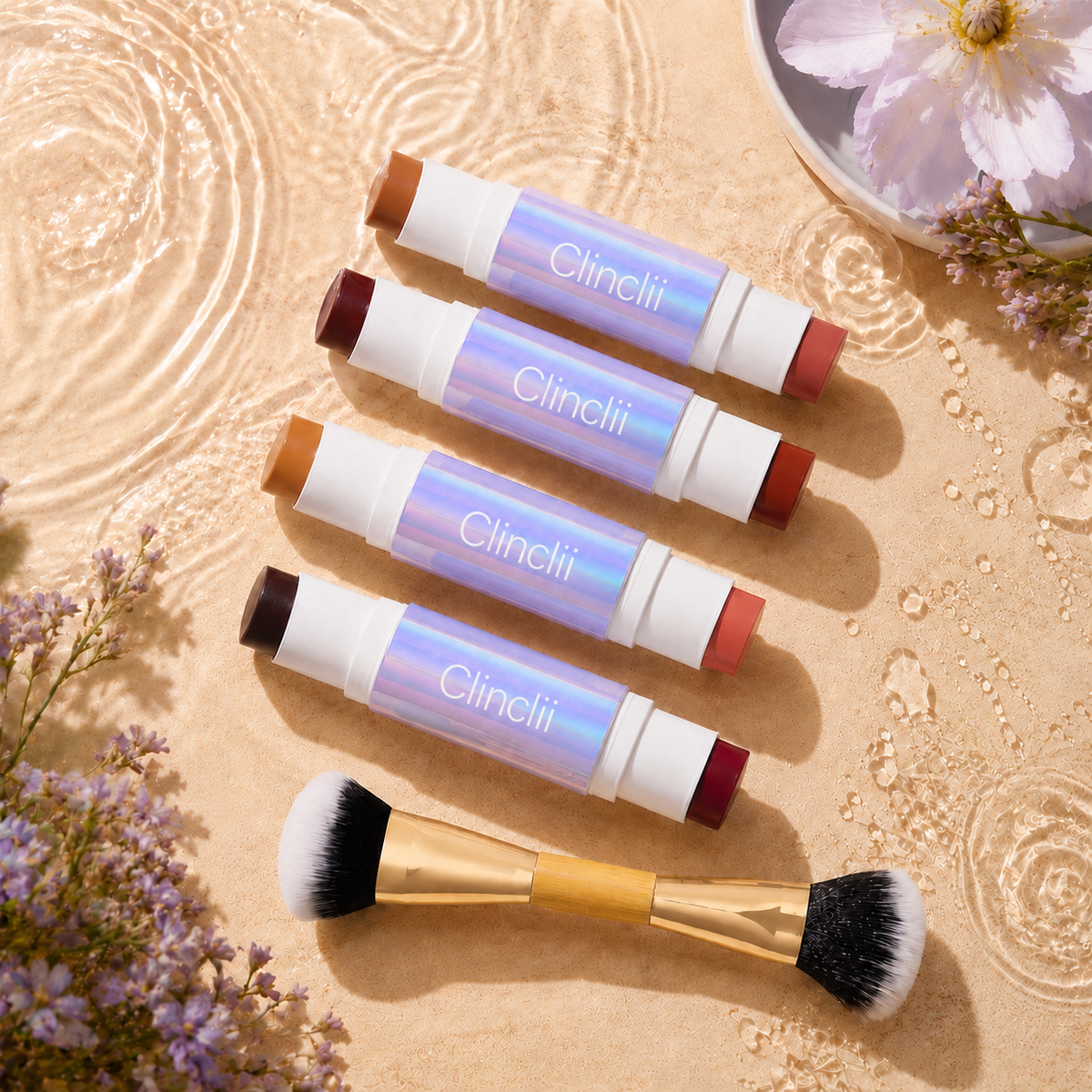Double Ended Cream Blush and Bronzer Stick with Brush